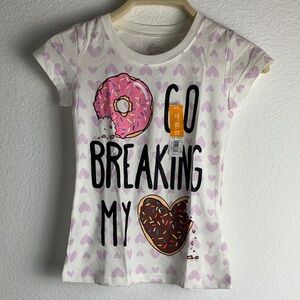 Fun Donut & Heart Kids T-Shirt - White & Pink
